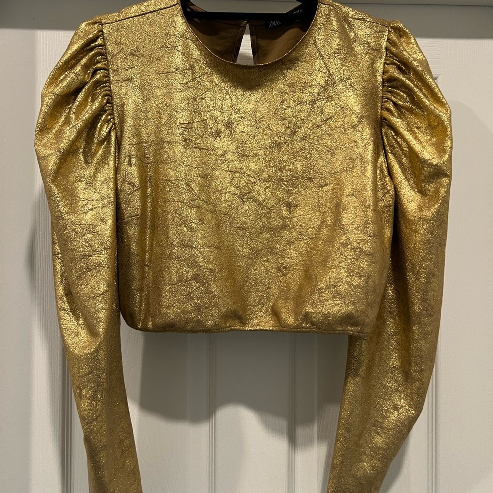 Zara Metallic Cropped Blouse - Picture 2 of 5